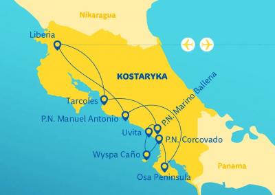 trasa i mapa wycieczki objazdowej dziki zachod kostaryki 112672446842165263