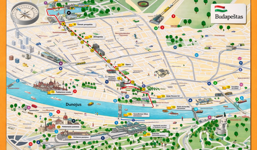 budapeštas map
